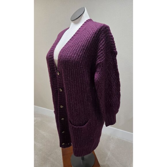 Torrid Womens purple Knit Open Cardigan With Button Front & Pockets Size L - Picture 2 of 5